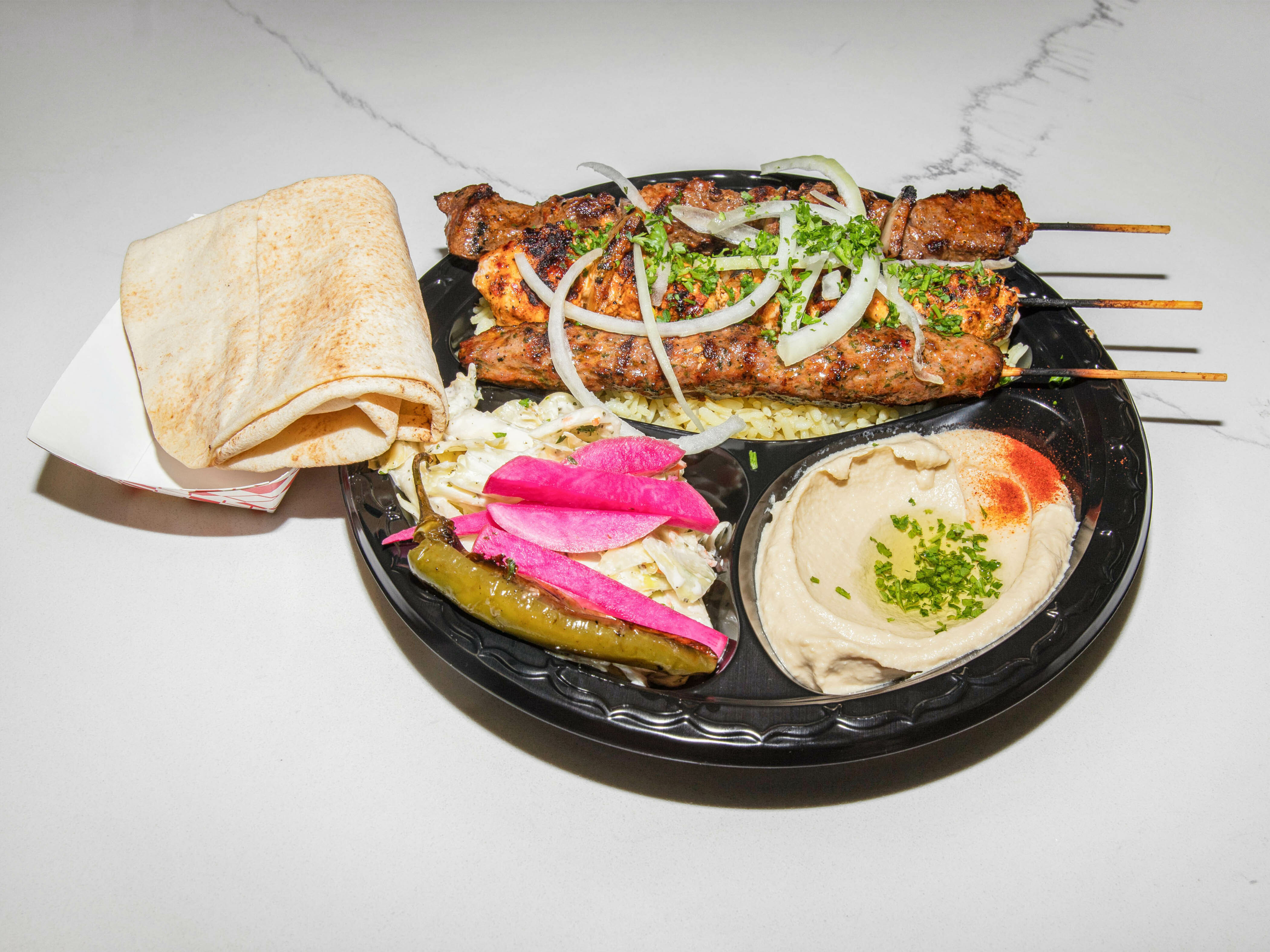 Order Combo Kabob Plate Lunch Special  food online from Sultan chicken restaurant store, Los Angeles on bringmethat.com