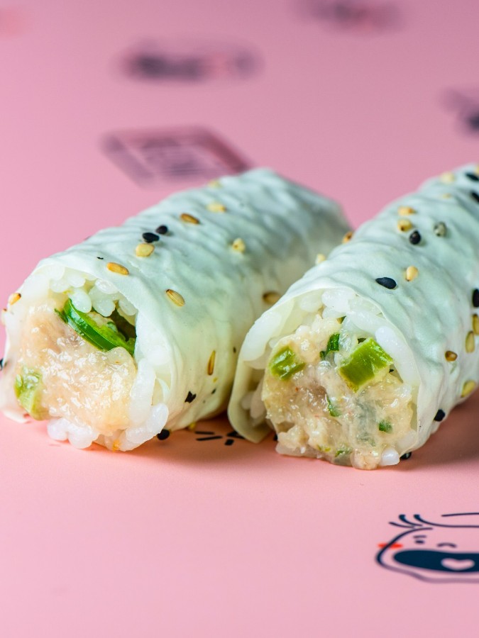 Order Spicy Hamachi & Wasabi Handroll food online from Krispy Rice store, Los Angeles on bringmethat.com