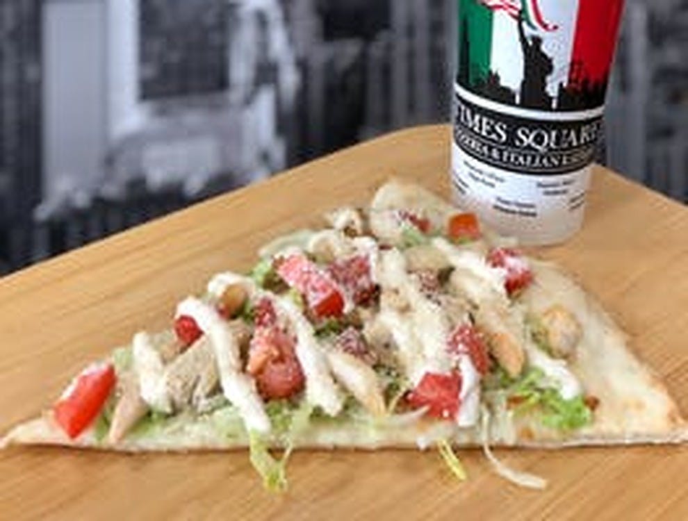 Order Grilled Chicken Caesar Pizza - Medium 14'' food online from Times Square Pizza store, Asheboro on bringmethat.com
