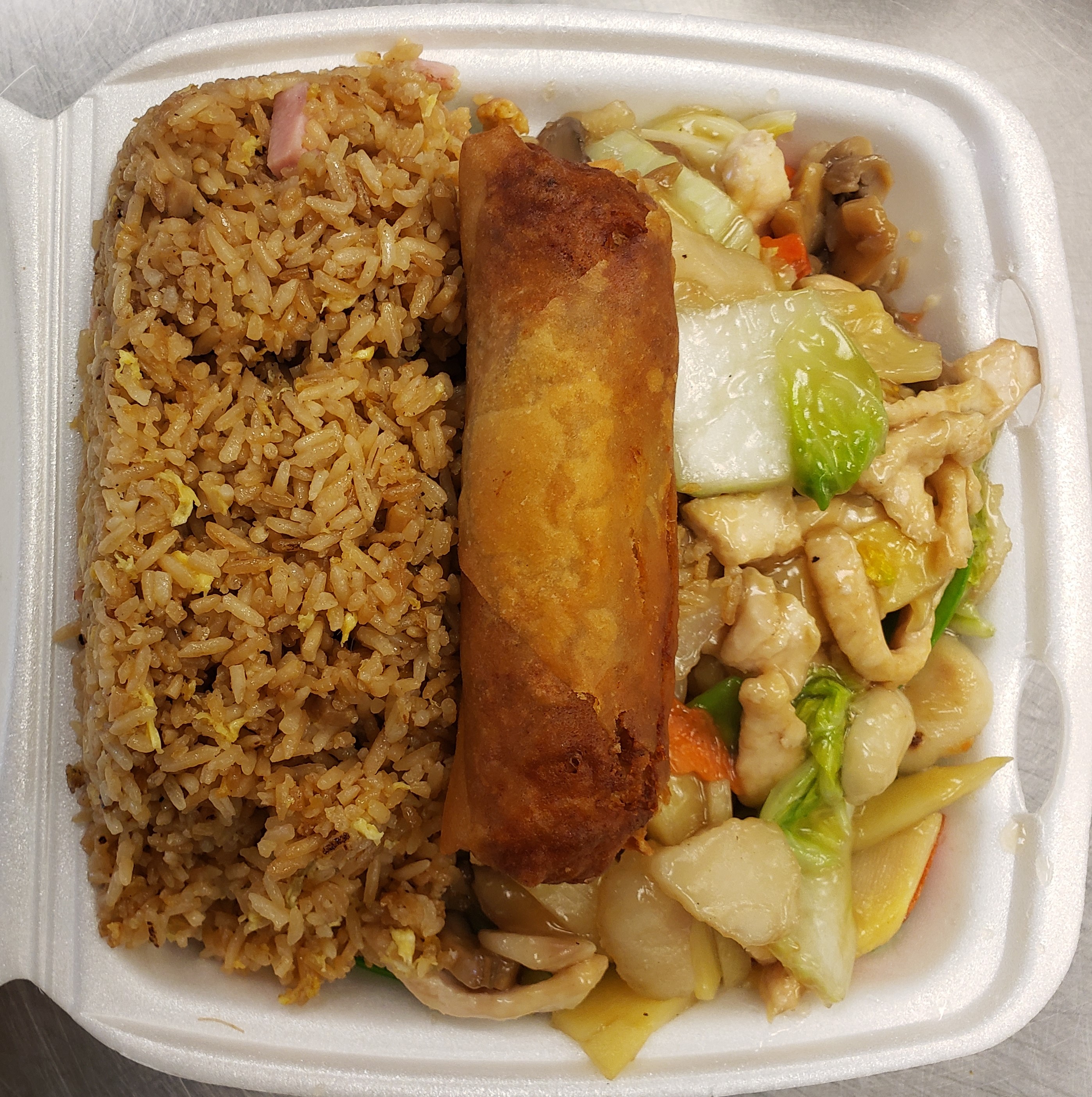 Order L3. Moo Goo Gai Pan and Eggroll Lunch food online from Golden Pearl store, Salt Lake City on bringmethat.com