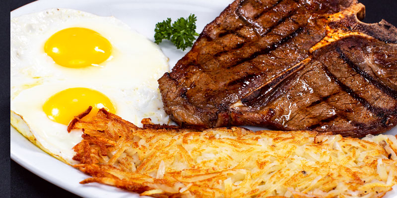 Order T-Bone Steak & Eggs food online from Danny Restaurant store, Laredo on bringmethat.com