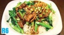 Order R6. Beef Brisket & Chinese Broccoli on Rice 中芥蘭牛腩飯 food online from Good Children store, Westmont on bringmethat.com