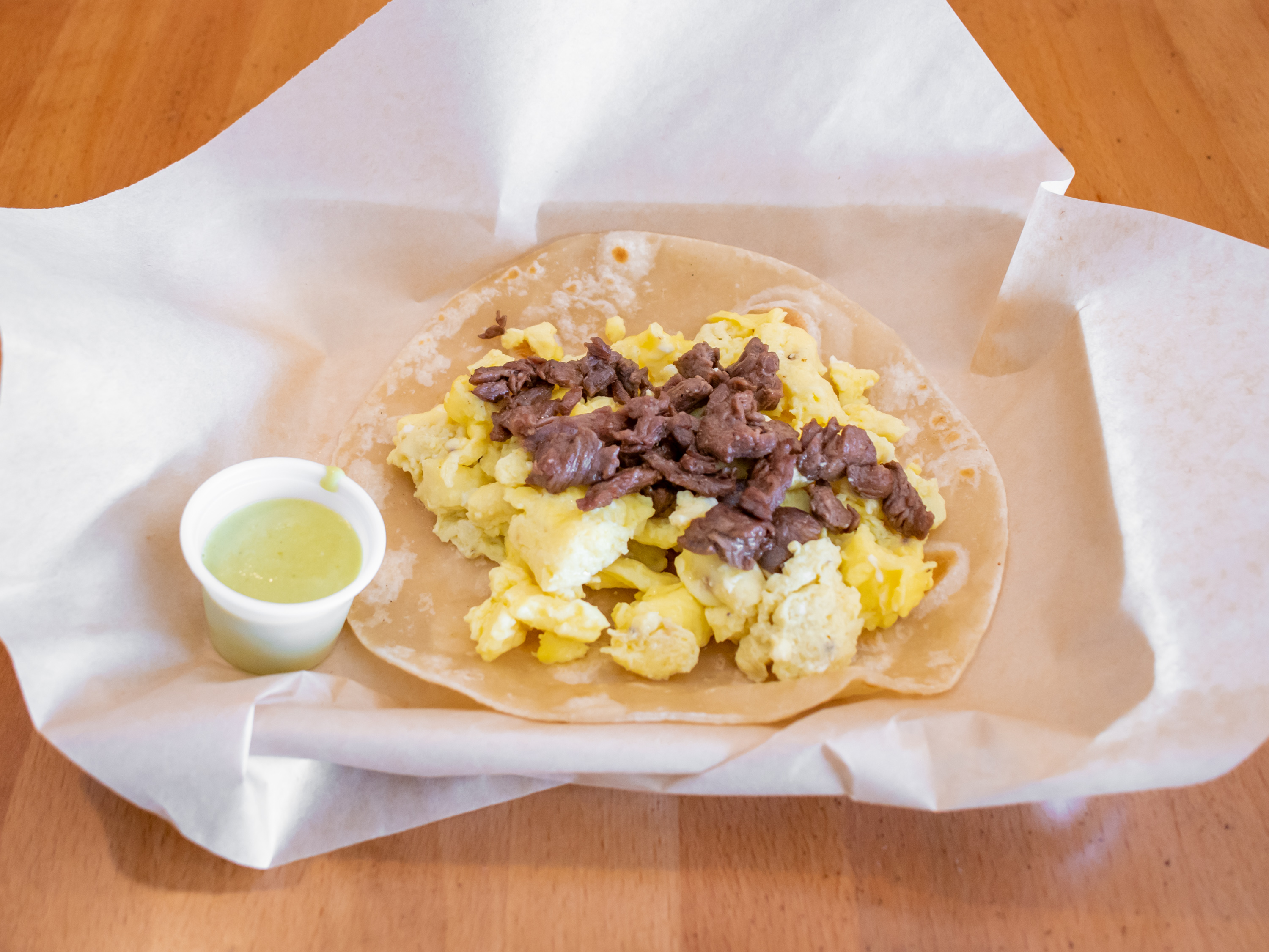 Order Steak and Egg Breakfast Taco food online from The Flame Tacos store, Seabrook on bringmethat.com