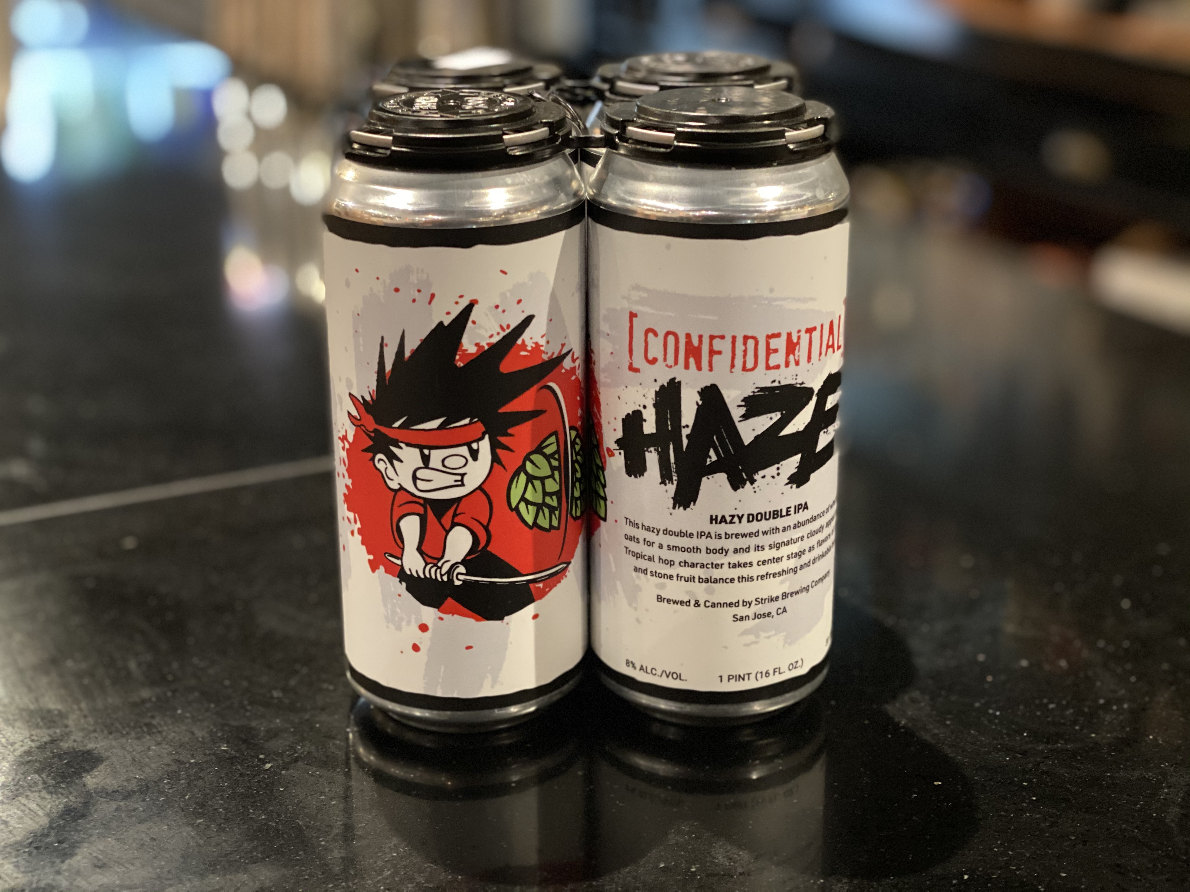 Order 4 Pack of Confidential Haze Beer (our own branded Hazy IPA) food online from Sushi Confidential store, Campbell on bringmethat.com