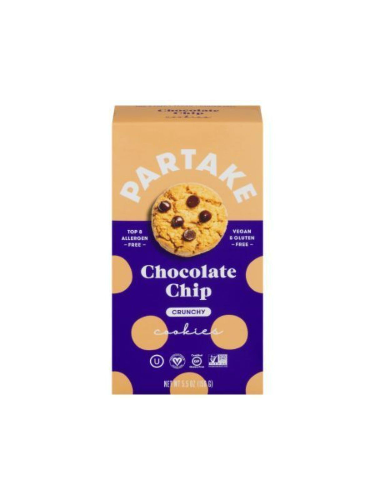 Order Partake Foods Crunchy Chocolate Chip Cookies (5.5 oz) food online from Stock-Up Mart store, Marietta on bringmethat.com