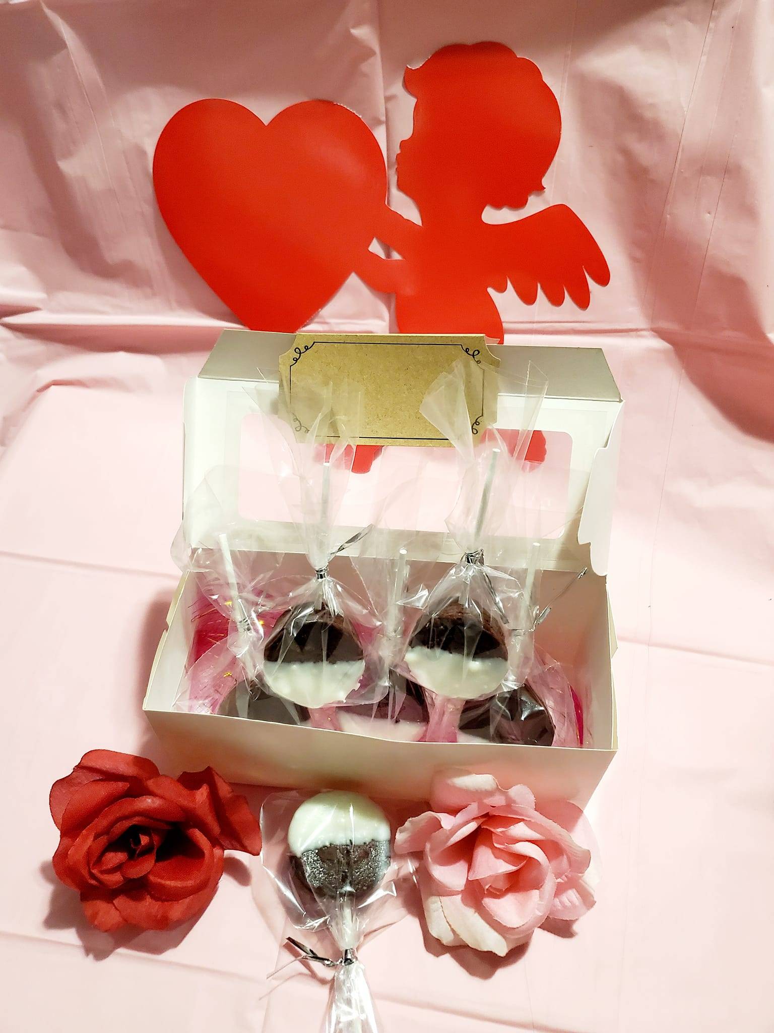 Order SIX CHOCOLATE DIPPED BROWNIE POPS w/ kisses and balloon.  food online from ETHEL LEES KITCHEN store, Indianapolis on bringmethat.com
