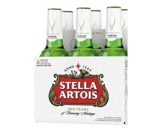 Order Stella Artois, 6pk-12oz bottle beer (5.2% ABV) food online from Cold Spring Liquor store, Liberty Hill on bringmethat.com