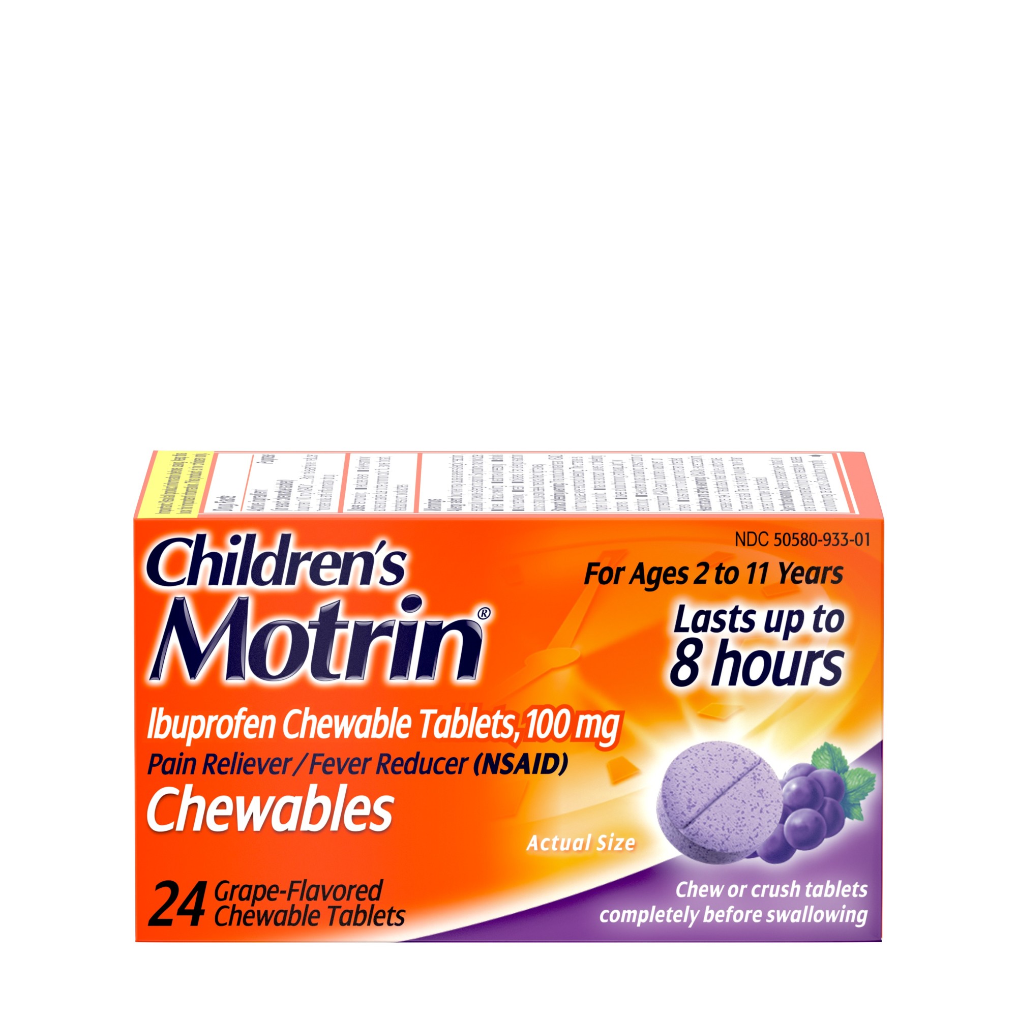 Order Children's Motrin Ibuprofen Chewable Tablets - Grape, 24 ct food online from Rite Aid store, ELMIRA on bringmethat.com