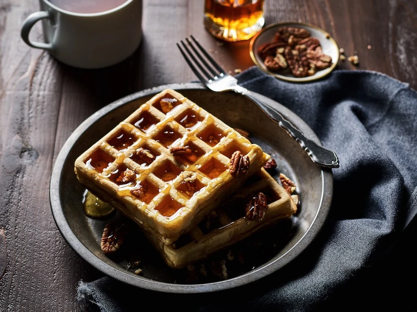 Order Bourbon Pecan Waffle food online from Chick-a-Biddy store, Atlanta on bringmethat.com