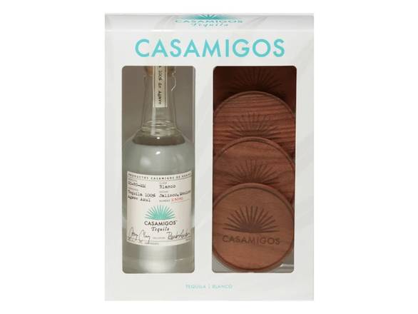 Order Casamigos Blanco Tequila Gift Set with Coasters - 750ml Bottle food online from Josh Wines & Liquors Inc store, New York on bringmethat.com