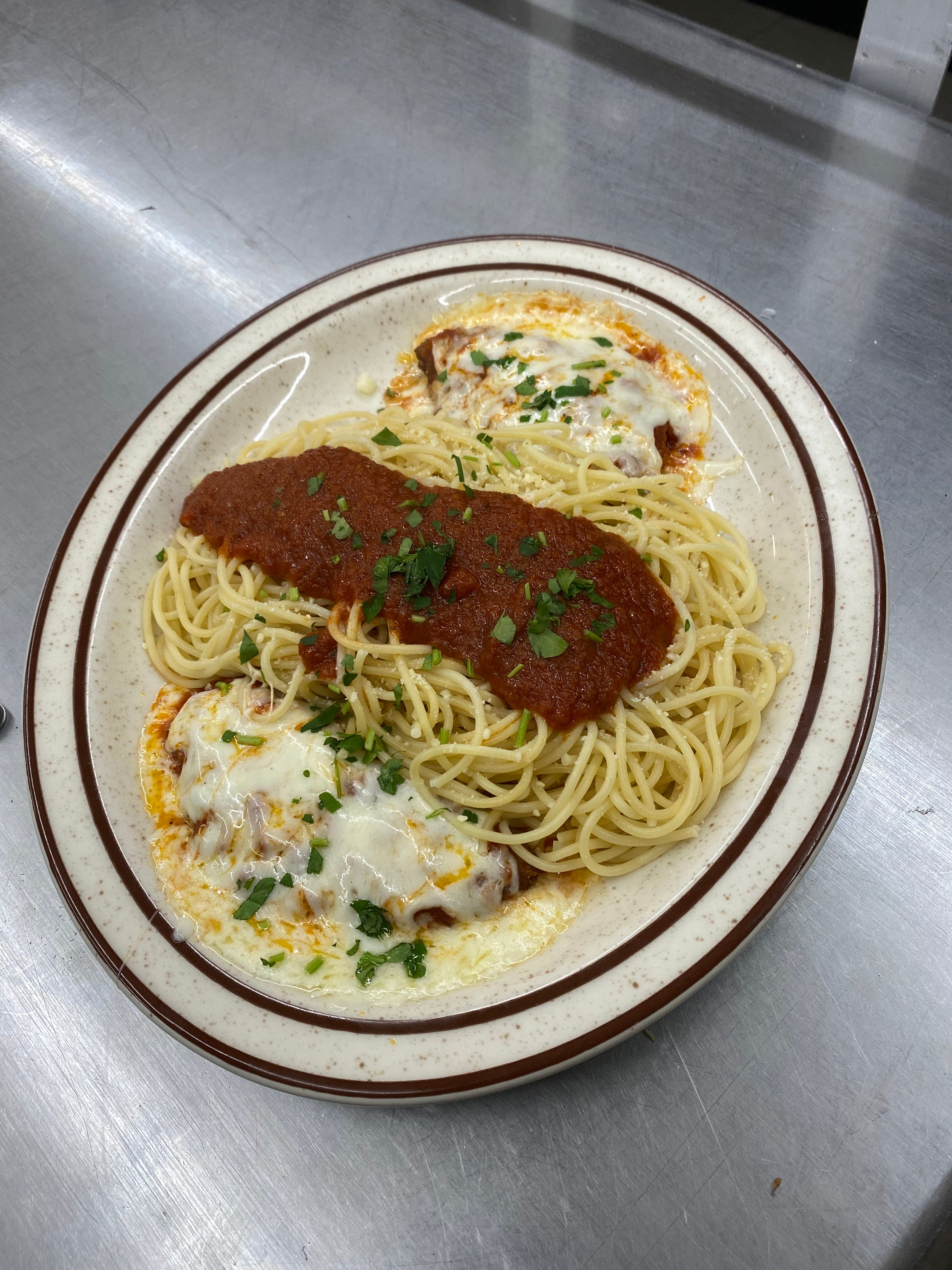 Order Eggplant Parmigiana - Pasta food online from Andre's Pizza store, Oxford on bringmethat.com