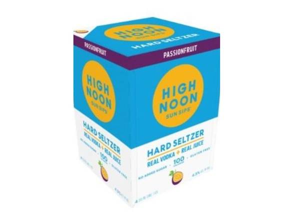 Order High Noon Passionfruit Vodka Hard Seltzer - 4x 12oz Cans food online from Josh Wines & Liquors Inc store, New York on bringmethat.com