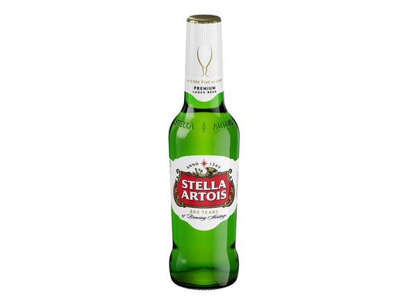 Order Stella Artois - 6x 11.2oz Bottles food online from Booze & Brews Liquor store, Burbank on bringmethat.com