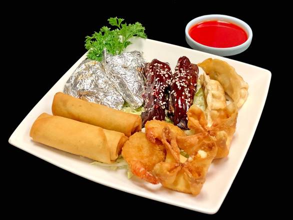 Order Assorted Appetizer Platter food online from Soul of China store, La Quinta on bringmethat.com