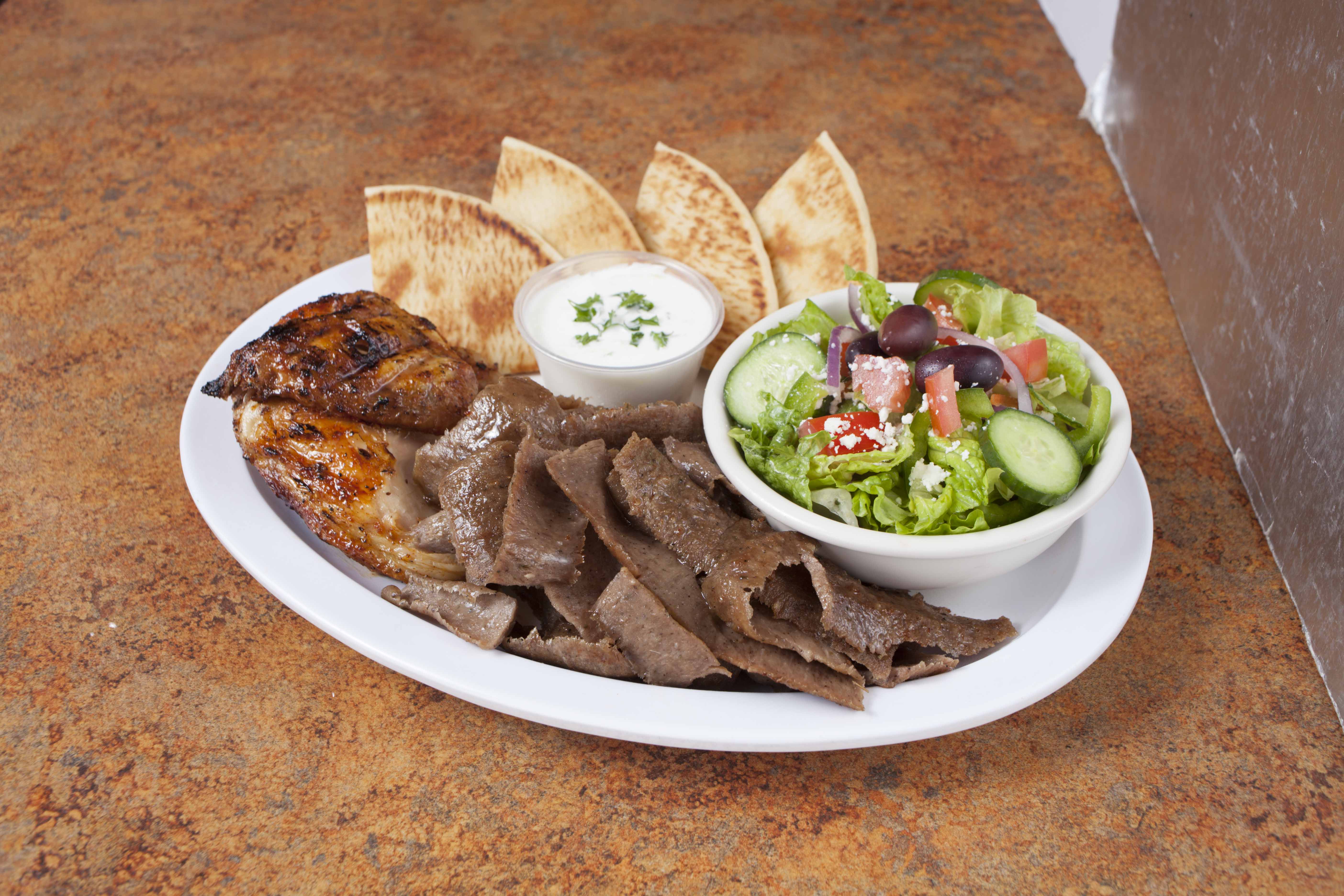 Order 5. 1/4 Chicken, Gyros and Salad Combo food online from Greek Chicken store, Las Vegas on bringmethat.com