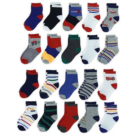 Order Capelli New York Size 3-12M 20-Pack Transportation Crew Socks food online from Bed Bath & Beyond store, Lancaster on bringmethat.com