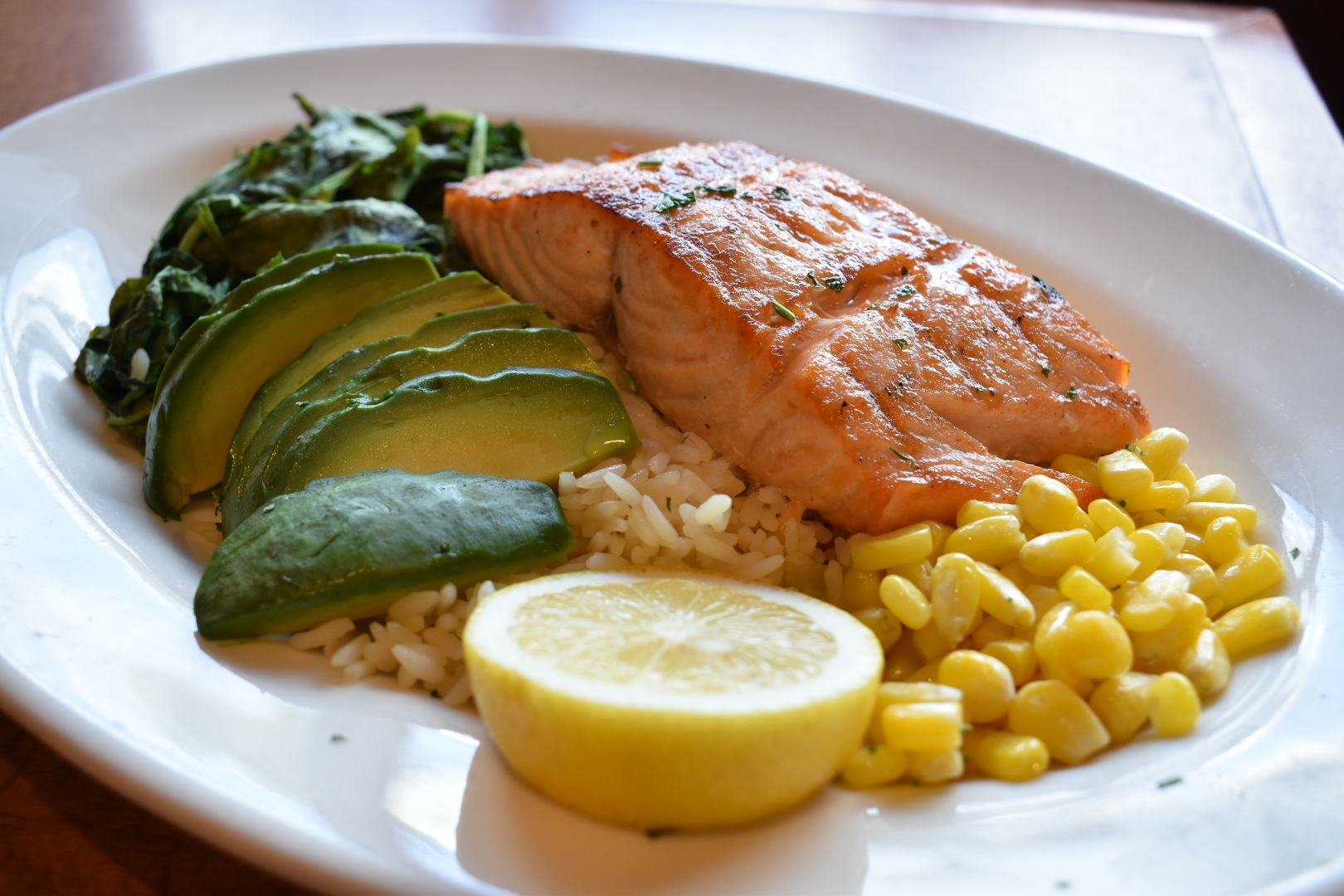 Order Grilled Salmon and Spinach food online from Stirling Diner store, Stirling on bringmethat.com
