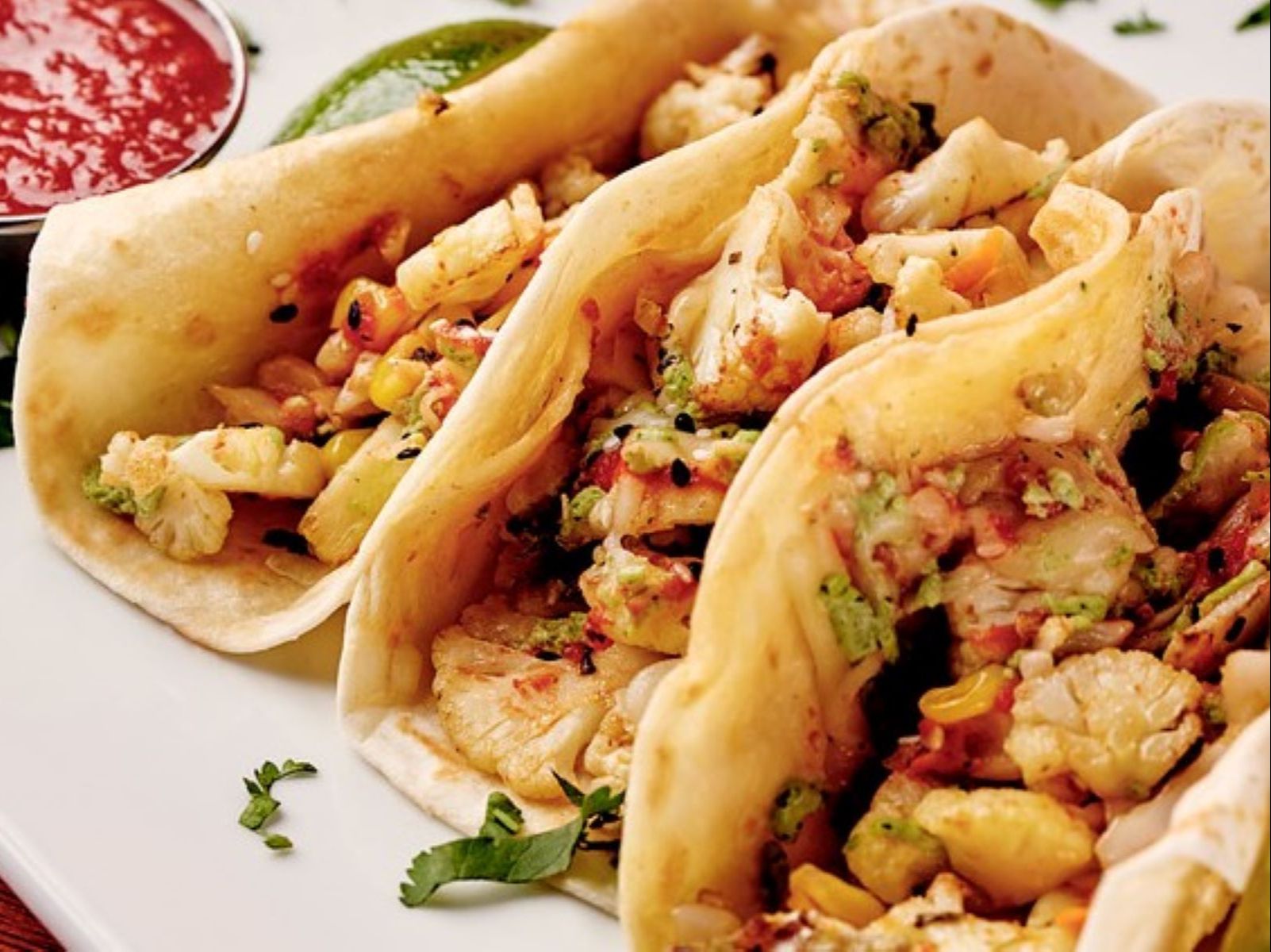 Order Cauliflower Tacos food online from Antigua Latin Inspired Kitchen store, Milwaukee on bringmethat.com