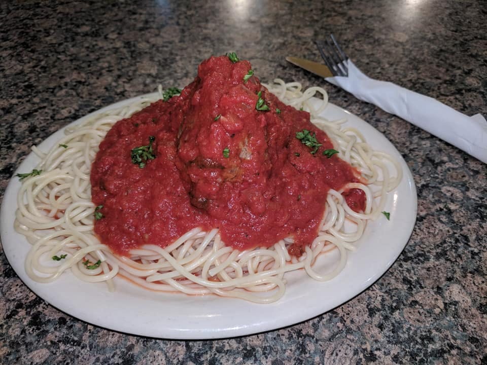 Order Spaghetti with Meatballs - Entree food online from Bella Pizza & Pasta store, Mesa on bringmethat.com