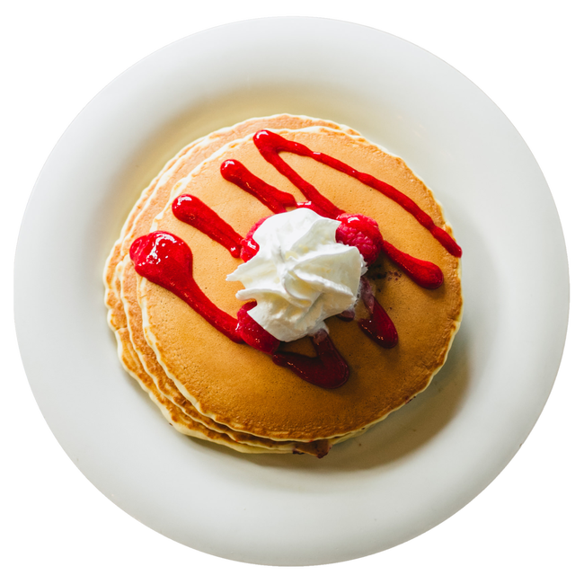 Order 3 Raspberry Pancakes food online from Cajun Kitchen Cafe store, Ventura on bringmethat.com