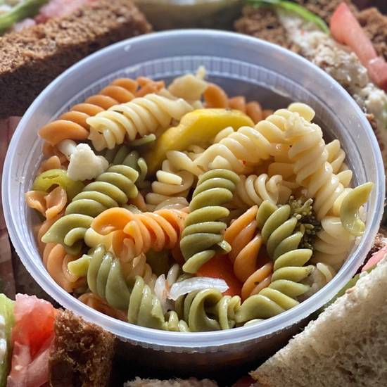 Order *8 oz. Pasta Salad food online from Groucho's Deli store, Rock Hill on bringmethat.com