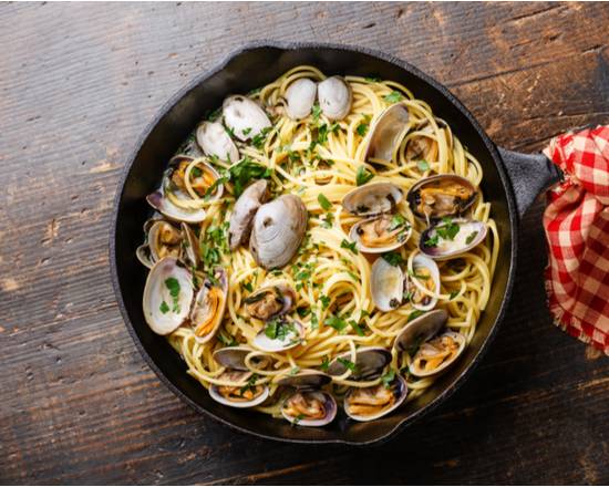 Order Spaghetti & Clams food online from The Pasta Brothers store, Rancho Palos Verdes on bringmethat.com