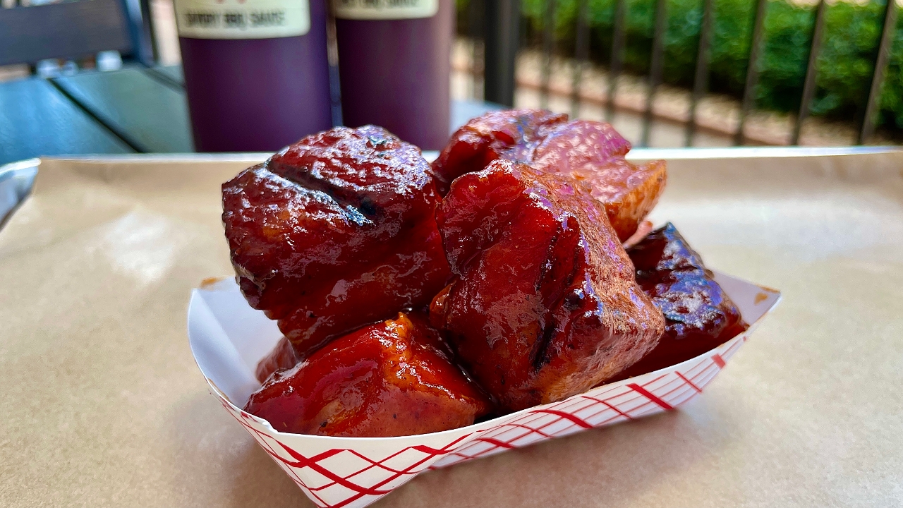 Order Today's Special - Bourbon Peach Pork Belly Burnt Ends food online from Gque Bbq store, Lone Tree on bringmethat.com