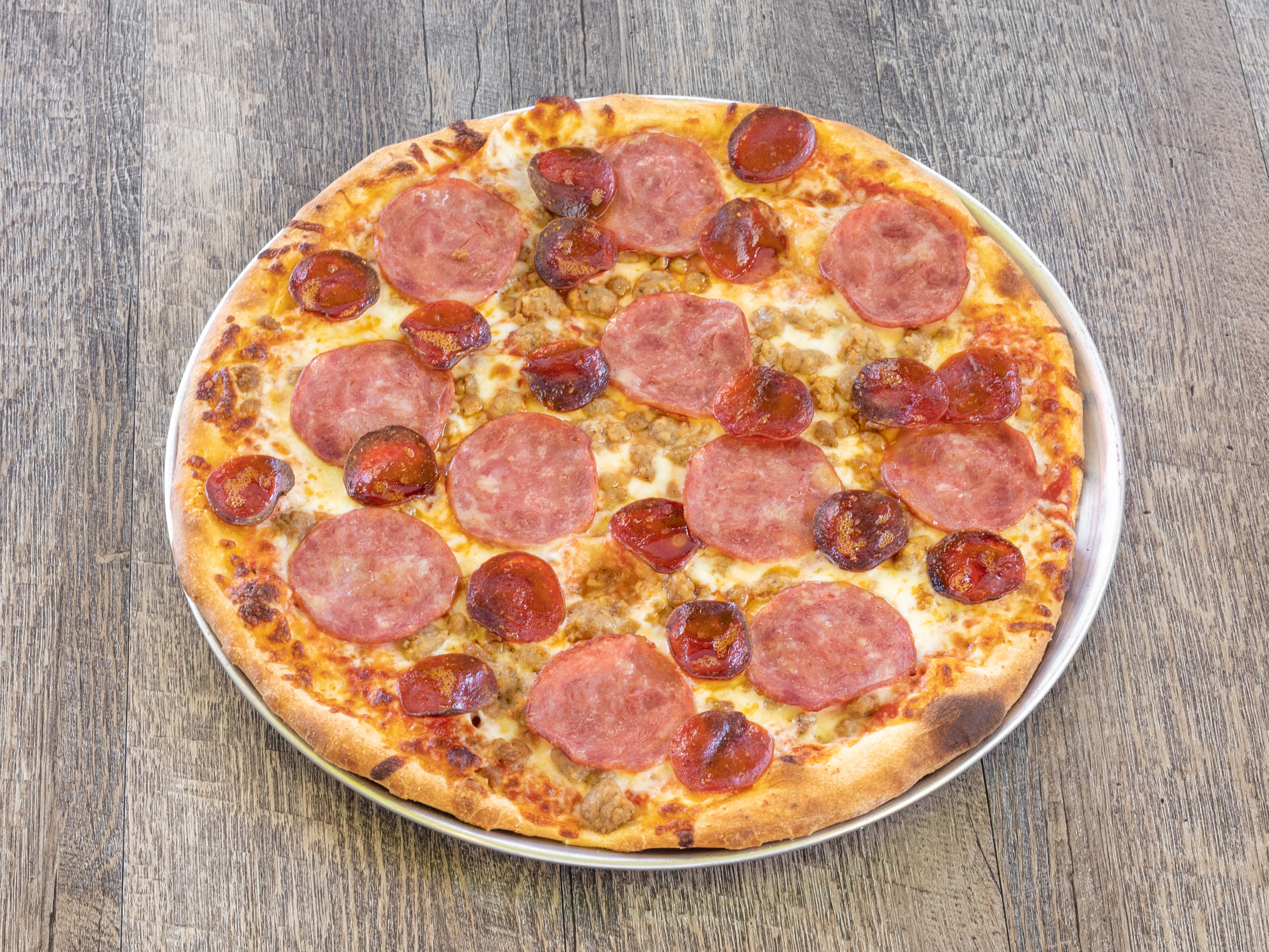 Order All Meat Pizza food online from The Faktory store, San Antonio on bringmethat.com