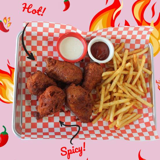 Order Spicy Drumstick with Fries food online from Green Leaves Vegan store, Los Angeles on bringmethat.com
