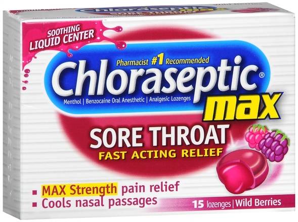 Order Chloraseptic Max Sore Throat Lozenges Wild Berries food online from Scripx Pharmacy store, Plano on bringmethat.com