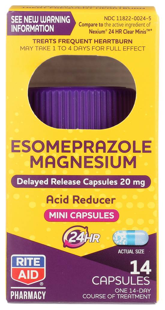 Order Rite Aid Esomeprazole Magnesium Mini Capsules 20 mg (14 ct) food online from Rite Aid store, BETHEL PARK on bringmethat.com