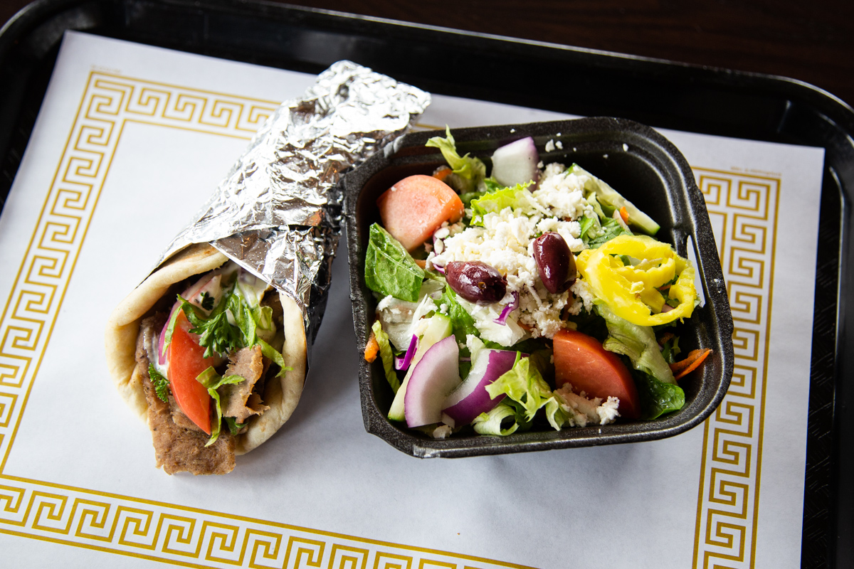 Order 3. Mini Gyro and Small Greek Salad Combo food online from No. 1 Gyro Shop store, Columbus on bringmethat.com
