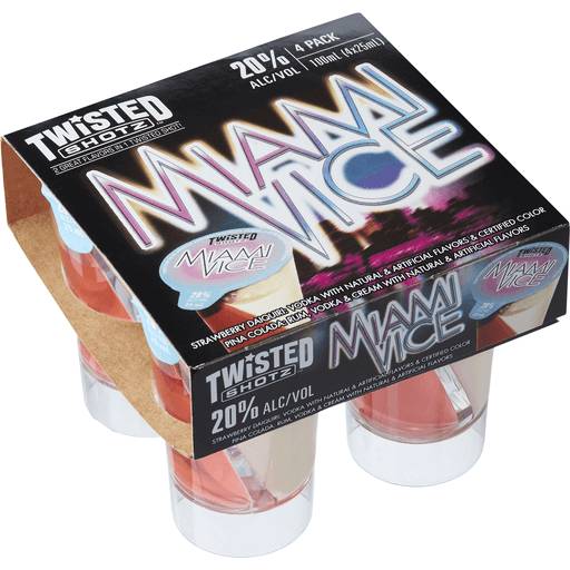 Order Twisted Shotz Miami Vice (4PK 25 ML) 99361 food online from Bevmo! store, Emeryville on bringmethat.com