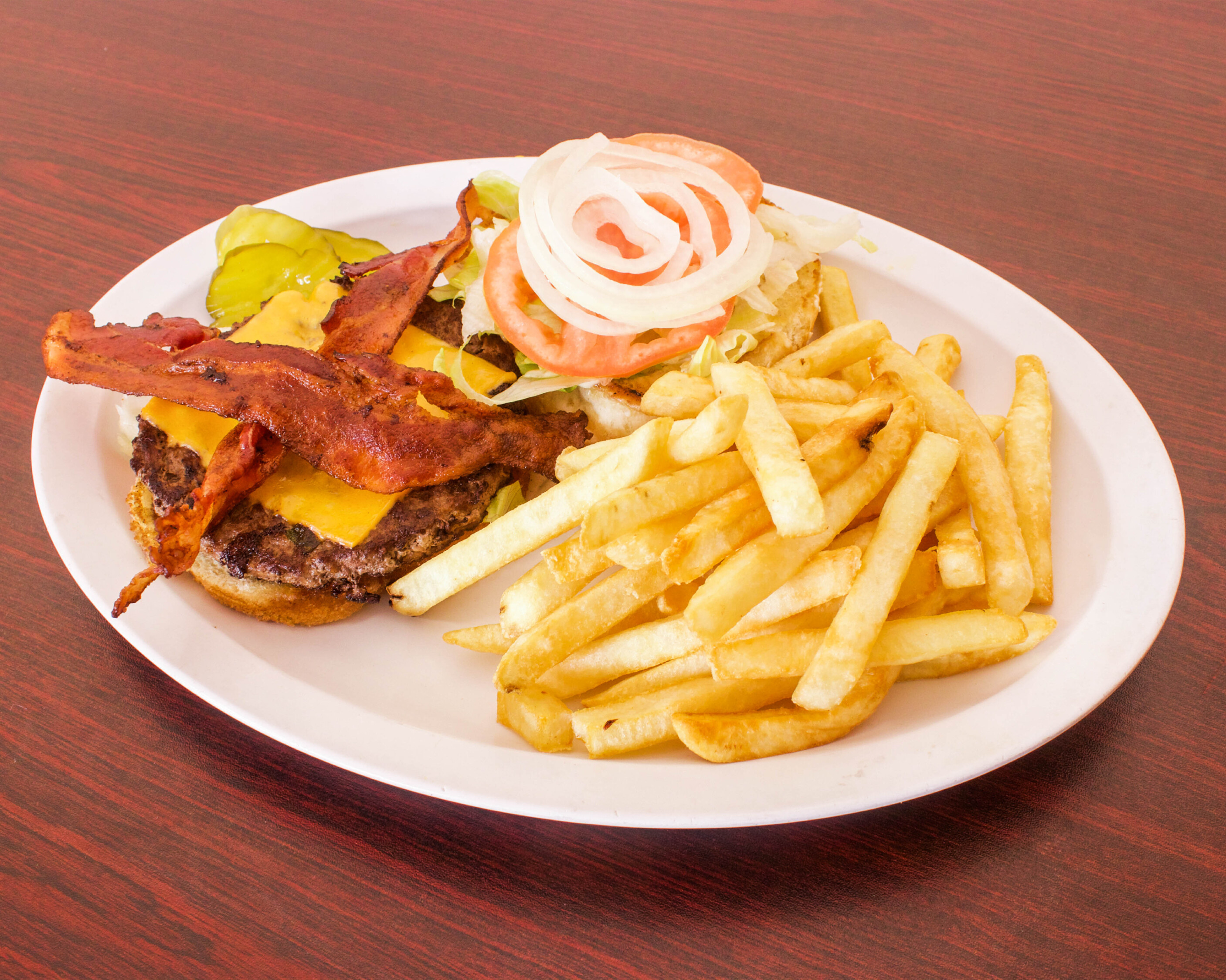 Order Bacon and Swiss Burger food online from Cafe Of The Bay store, Oakland on bringmethat.com