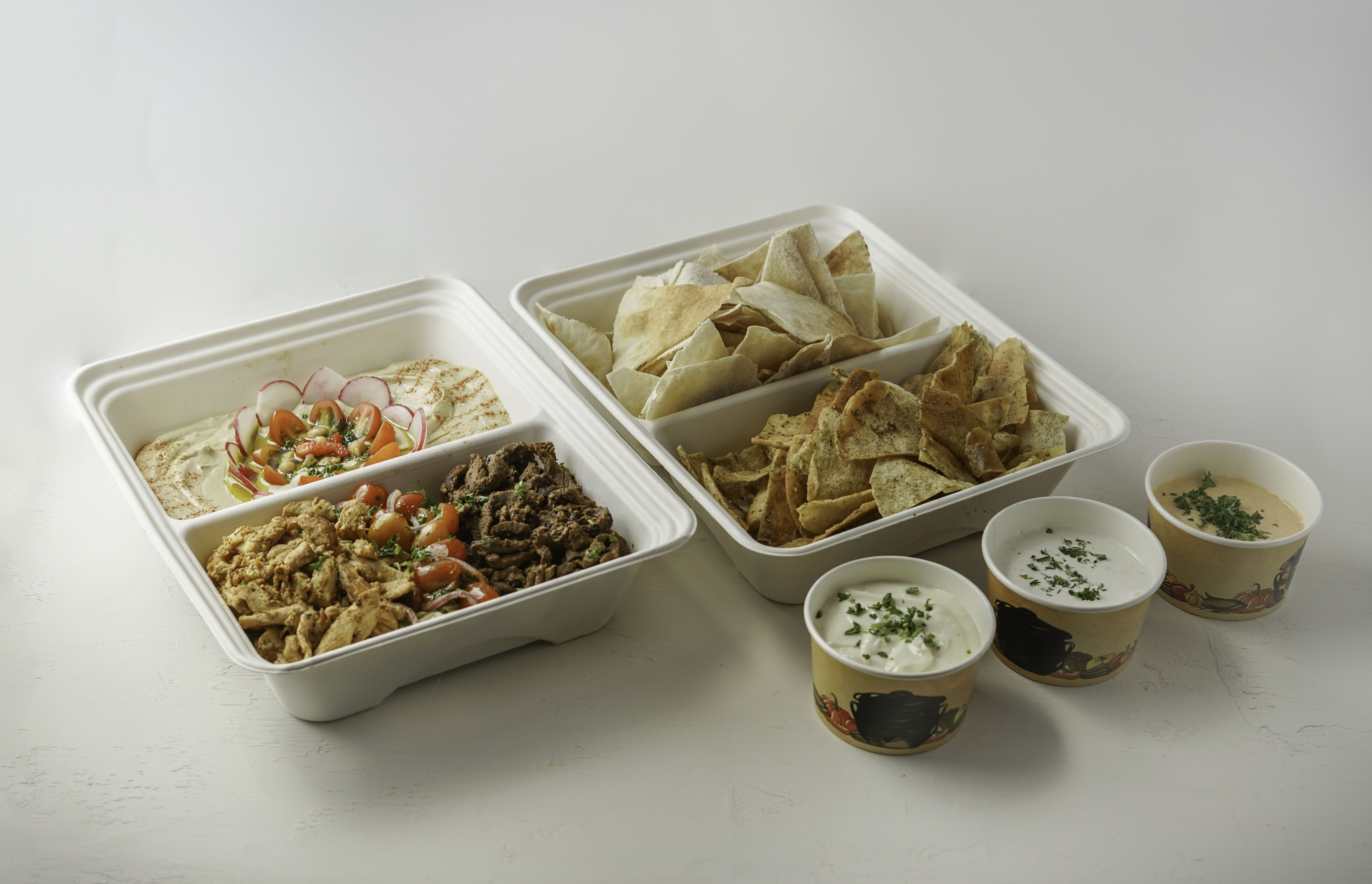 Order “Family” Hummus Shawarma Platter (serves 5) food online from Meddys store, Wichita on bringmethat.com