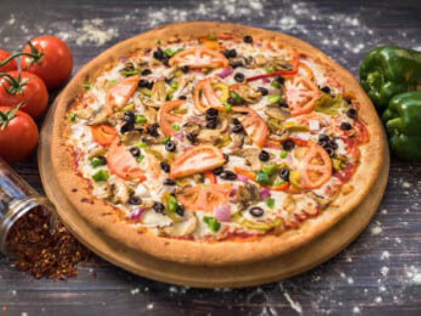 Order Vegetarian Pizza - Medium (6 Slices) food online from Pat Pizza store, Wilmington on bringmethat.com